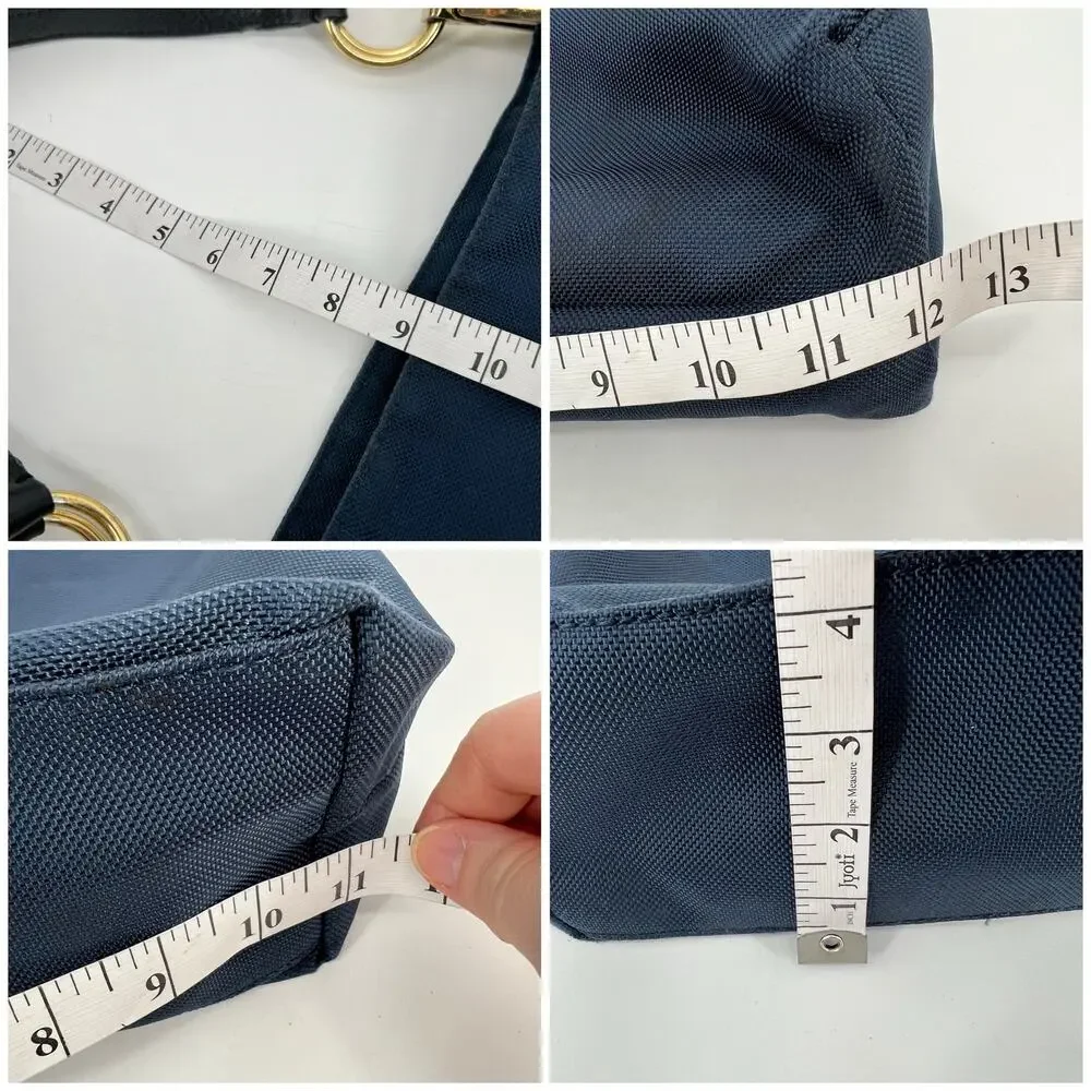 JPK Paris 75 Hobo Bucket Shoulder Bag Navy Blue Canvas Leather Strap Gold Buckle